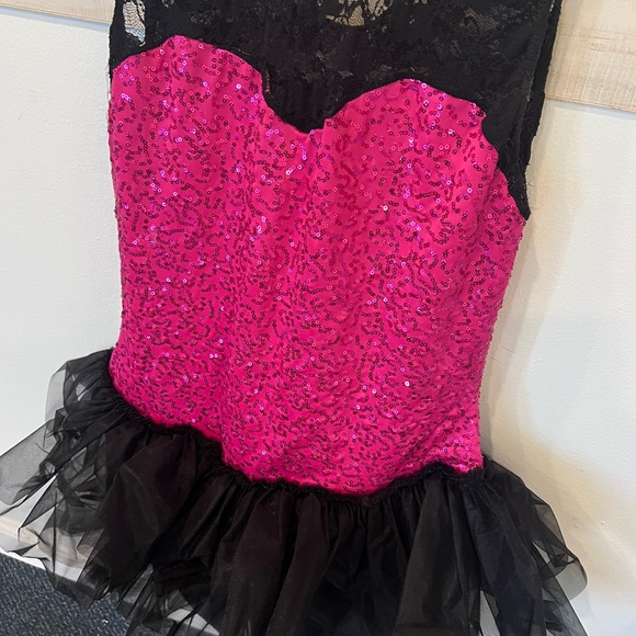 Weissman dance performance costume, pink and black, jazz tap, sequin - Picture 6 of 8